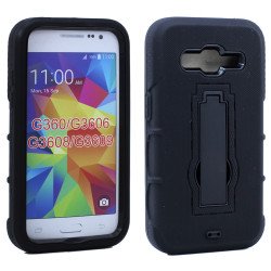 Samsung Galaxy Prevail LTE G360 Armor Hybrid Stand Case (Black)
